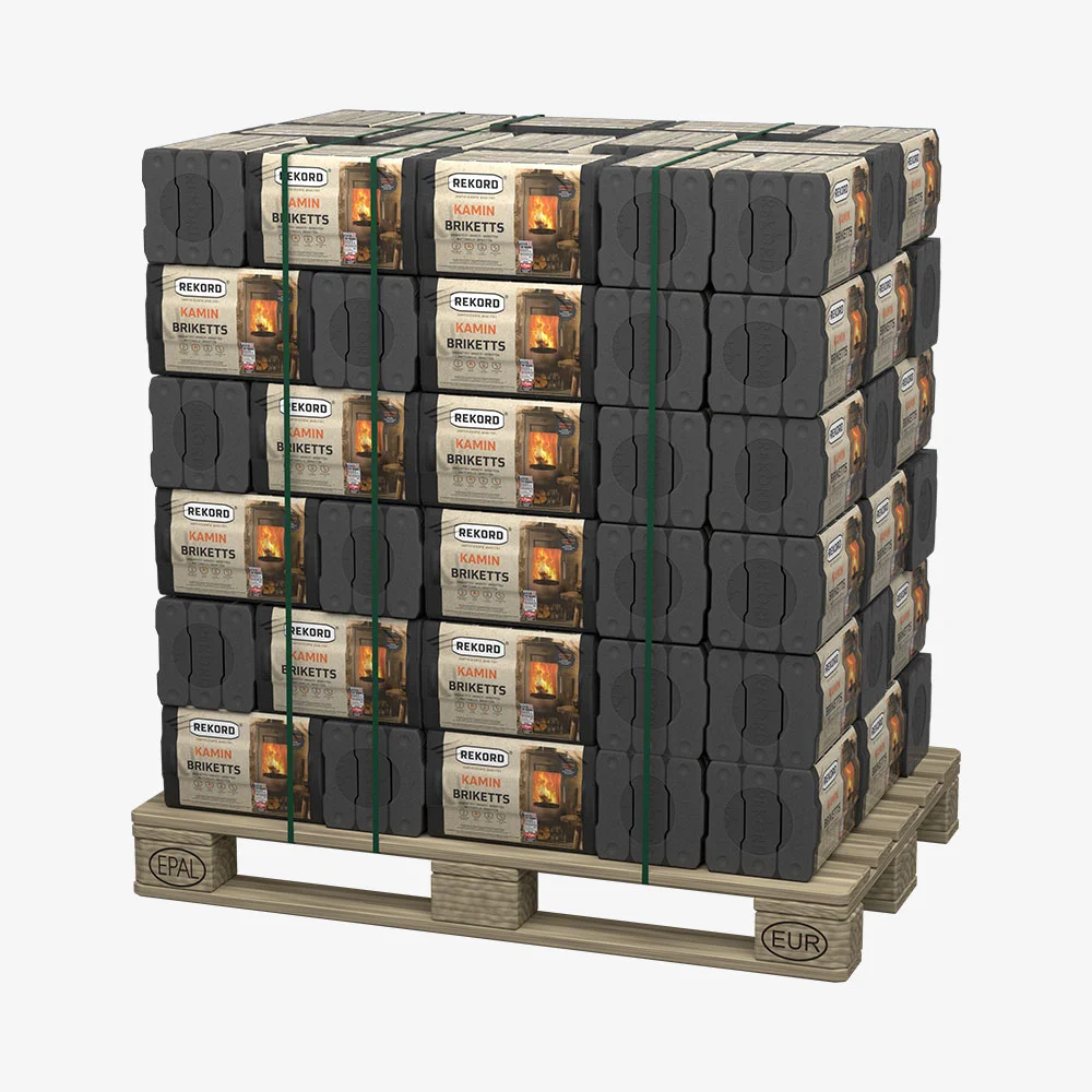 REKORD 10 kg Braunkohlebriketts Folie als PAL (90 x 10 kg)